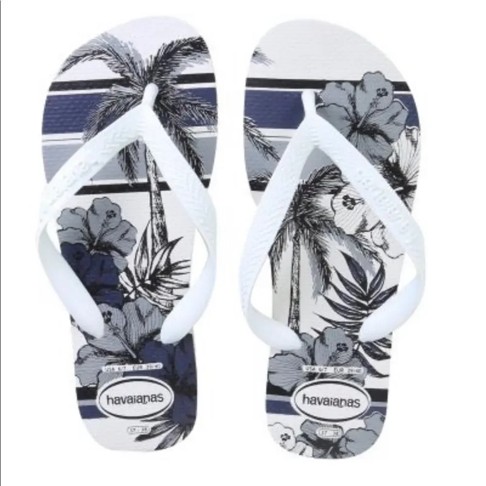 NWT Havaianas Toddler Aloha Tropical Print Flip-Flop Sandals (Size 10C)